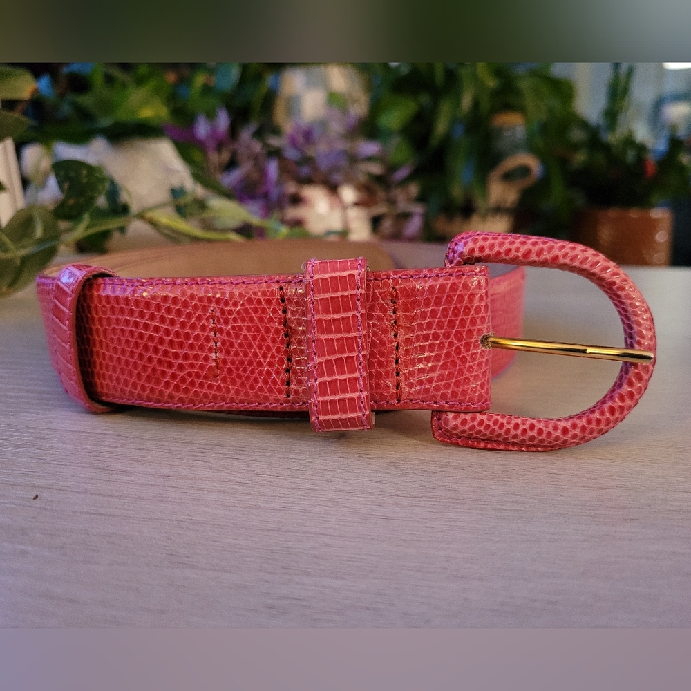 Vintage Donna Karan New York Pink Lizard Belt